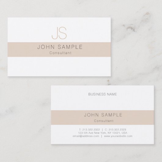 Minimalistisch modern professioneel elegant monogr visitekaartje (Voorkant / Achterkant)