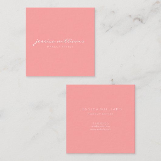 Minimalistisch modern professioneel koraal vierkante visitekaartje (Voorkant / Achterkant)