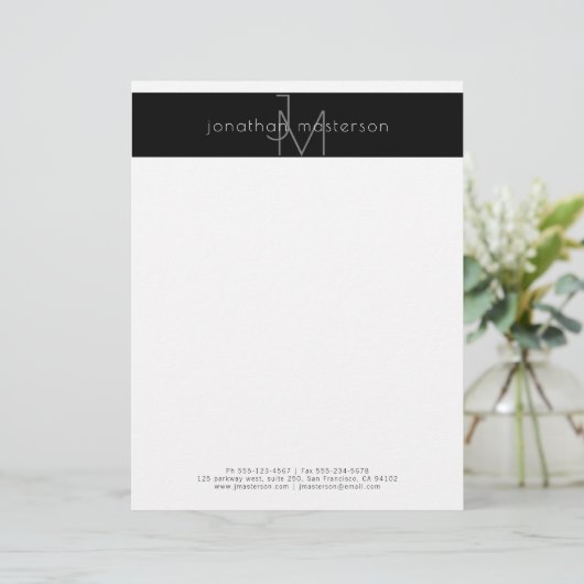 Minimalistisch modern professioneel monogram briefhoofd (Staand voorkant)