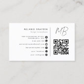Minimalistisch Modern Professioneel Monogram QR Co Visitekaartje (Achterkant)