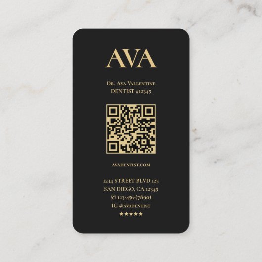 Minimalistisch Modern Professioneel Zwart Script Q Visitekaartje (Achterkant)