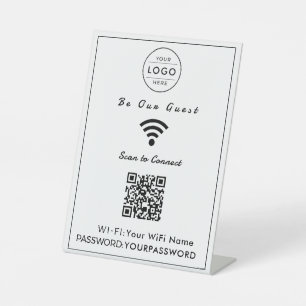 Minimalistisch Modern QR Code WiFi Bord Reclamebord Met Voetstuk
