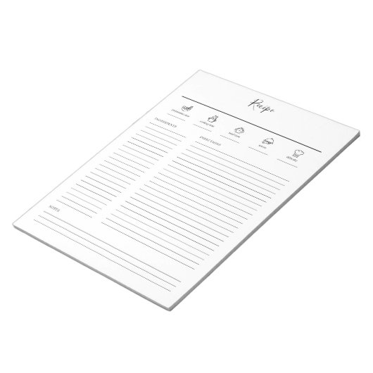 Minimalistisch modern recept notitieblok (Schuin)