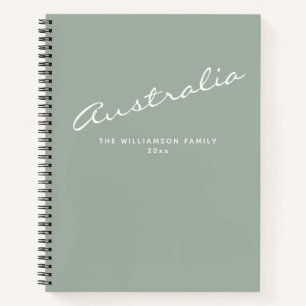 Minimalistisch modern reisjournaal in salie groen notitieboek
