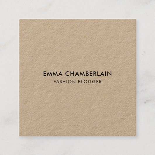 Minimalistisch modern reustisch kraftpapier vierkante visitekaartje (Voorkant)