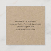 Minimalistisch modern reustisch kraftpapier vierkante visitekaartje (Achterkant)