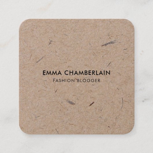 Minimalistisch modern reustisch kraftpapier vierkante visitekaartje (Voorkant)