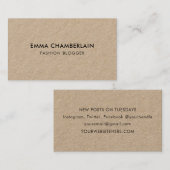 Minimalistisch modern reustisch kraftpapier visitekaartje (Voorkant / Achterkant)
