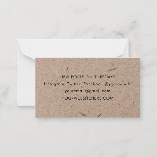 Minimalistisch modern ritueel papier notitiekaartje (Achterkant)