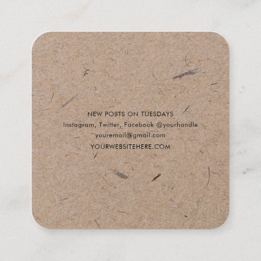 Minimalistisch modern ritueel papier vierkante visitekaartje (Achterkant)