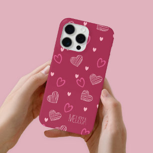 Minimalistisch modern romantisch hartvormpatroon iPhone 15 pro max case