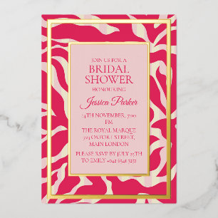 Minimalistisch modern rood en roze Vrijgezellenfee Folie Uitnodiging