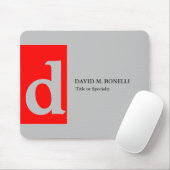 Minimalistisch modern rood grijs monogramme jouw n muismat (Met muis)