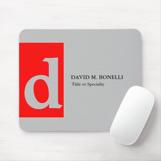 Minimalistisch modern rood grijs monogramme jouw n muismat (Met muis)