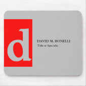 Minimalistisch modern rood grijs monogramme jouw n muismat (Voorkant)