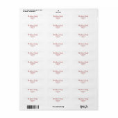 Minimalistisch Modern|Rood kerstretouradres Etiket (Full Sheet)