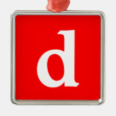 Minimalistisch modern rood monogramme metalen ornament (Voorkant)