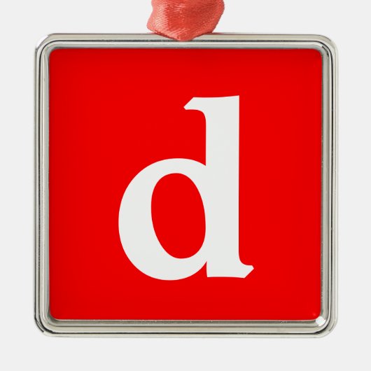 Minimalistisch modern rood monogramme metalen ornament (Voorkant)
