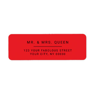 Minimalistisch modern rood retouradreslabel etiket