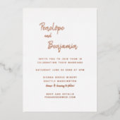 Minimalistisch modern Roos Gold en fotohuwelijk Folie Uitnodiging (Voorkant)