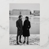 Minimalistisch modern Roos Gold en fotohuwelijk Folie Uitnodiging (Achterkant)