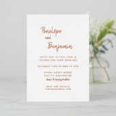 Minimalistisch modern Roos Gold en fotohuwelijk Folie Uitnodiging (Staand Voorkant)