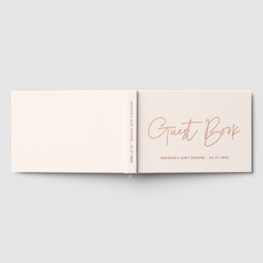 Minimalistisch modern Roos Gold Foil Baby shower Gastenboek (Volledig)