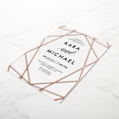 Minimalistisch modern Roos Gold op wit | Weddensch Folie Uitnodiging (Gedraaid)