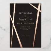 Minimalistisch modern Roos zwart Folie Uitnodiging (Voorkant)