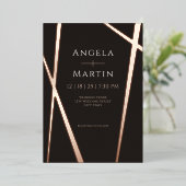 Minimalistisch modern Roos zwart Folie Uitnodiging (Staand Voorkant)