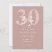 Minimalistisch Modern Roze 30e Verjaardagsfeest Kaart (Voorkant)