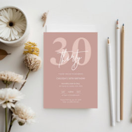 Minimalistisch Modern Roze 30e Verjaardagsfeest Kaart