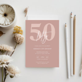 Minimalistisch Modern Roze 50ste Verjaardagsfeest Kaart