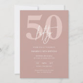 Minimalistisch Modern Roze 50ste Verjaardagsfeest Kaart (Voorkant)