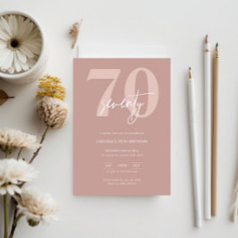 Minimalistisch Modern Roze 70e Verjaardagsfeest Kaart