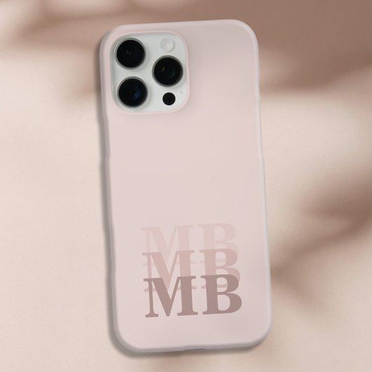 Minimalistisch Modern Roze Beige Initiaal Monogram Case-Mate iPhone Case
