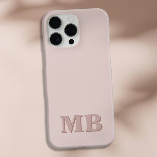 Minimalistisch Modern Roze Beige Initiaal Monogram Case-Mate iPhone Case