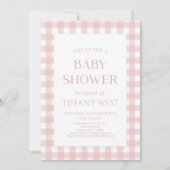 Minimalistisch modern roze geruite Baby shower Kaart (Voorkant)