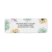 Minimalistisch Modern Roze Goud Groen Bloemenlijn Etiket (Voorkant)