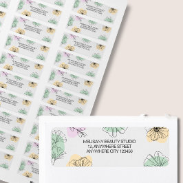 Minimalistisch Modern Roze Goud Groen Bloemenlijn Etiket