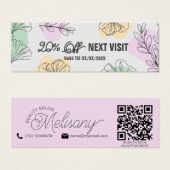 Minimalistisch Modern Roze Goud Groen Bloemenlijn  Mini Visitekaartjes (Voorkant /achterkant)