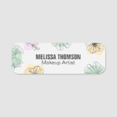 Minimalistisch Modern Roze Goud Groen Bloemenlijn Naamplaatje (Voorkant)