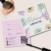 Minimalistisch Modern Roze Goud Groen Bloemenlijn  Vierkante Visitekaartjes