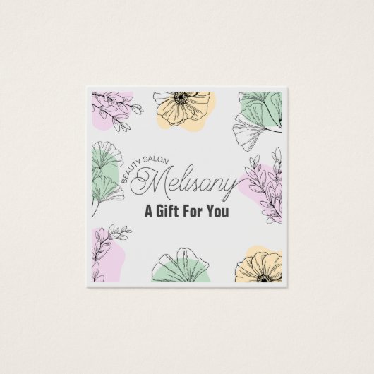 Minimalistisch Modern Roze Goud Groen Bloemenlijn  Vierkante Visitekaartjes (Voorkant)