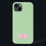 Minimalistisch Modern Roze Groen Initiaal Monogram Case-Mate iPhone Case<br><div class="desc">Roze Groen Minimalistisch Modern Initiaal Monogram Telefoonhoesje. Creëer uw eigen gepersonaliseerde iPhone Case met aangepaste initiaal naam.</div>