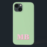 Minimalistisch Modern Roze Groen Initiaal Monogram Case-Mate iPhone Case<br><div class="desc">Roze Groen Minimalistisch Modern Initiaal Monogram Telefoonhoesje. Creëer uw eigen gepersonaliseerde iPhone Case met aangepaste initiaal naam.</div>