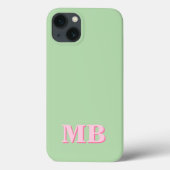 Minimalistisch Modern Roze Groen Initiaal Monogram Case-Mate iPhone Case (Achterkant)