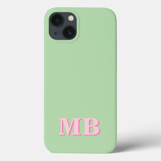Minimalistisch Modern Roze Groen Initiaal Monogram Case-Mate iPhone Case (Achterkant)