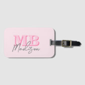 Minimalistisch Modern Roze Initiaal Monogram Bagagelabel (Voorkant (horizontaal))
