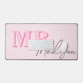 Minimalistisch Modern Roze Initiaal Monogram Bureaumat (Keyboard & Muis)